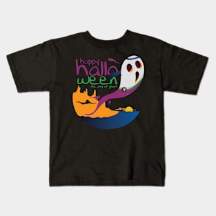 HALLOWEEN GHOST AT SPOOKY ISLAND Kids T-Shirt